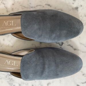 AGL blue suede mules